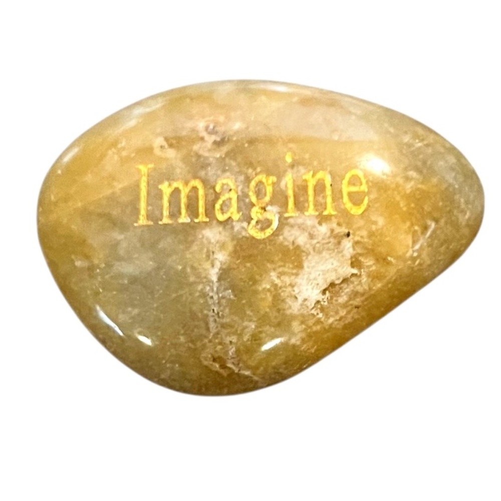 Smooth Polished Engraved Inspirational River Rock Word "IMAGINE"‎
